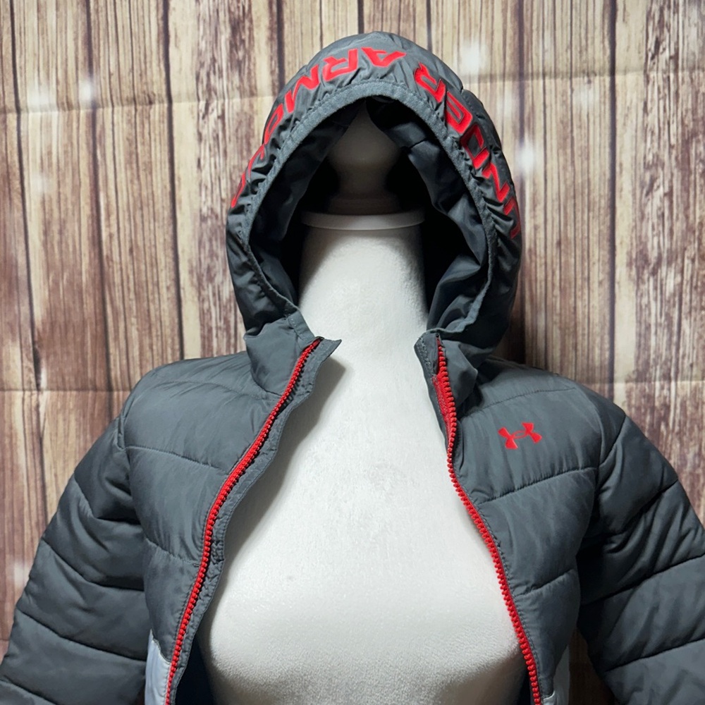Under Armour Kids Puffer Jacket - Charcoal with Red Highlights